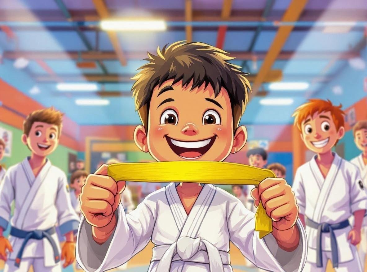 A confident child in jiu-jitsu class