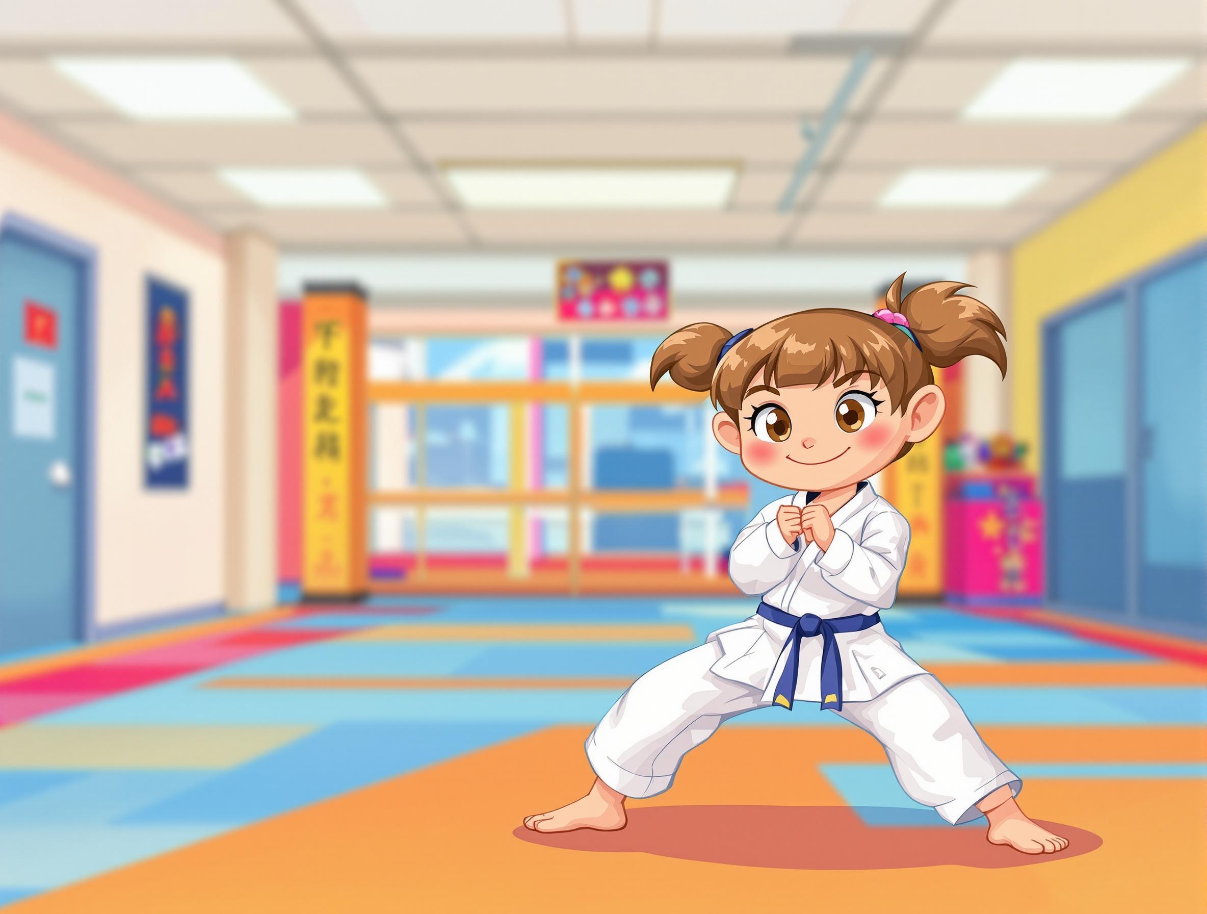 A child showing focus and discipline in martial arts